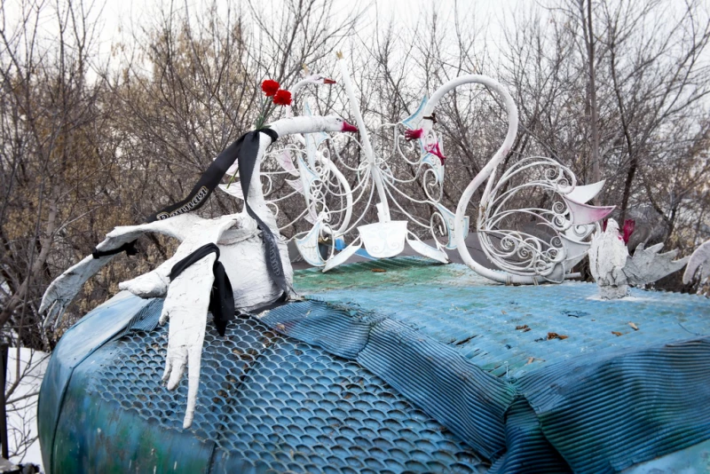 На лебеде "Андрюше" появилась траурная лента в память о Валерии Метелице. Анна Зайкова