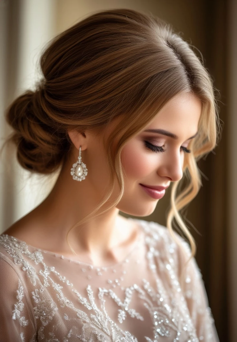 Пучок с двумя локонам к лицу. Нейросети