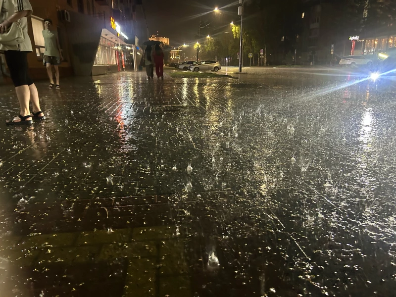 Барнаул во время дождя ночью. Мария Берникова