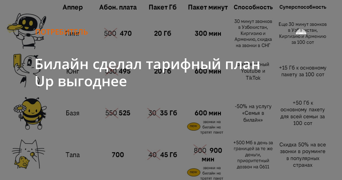 Тарифный план билайн пакет 100